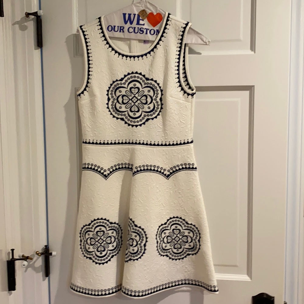 Blue and white dress
